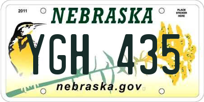 NE license plate YGH435
