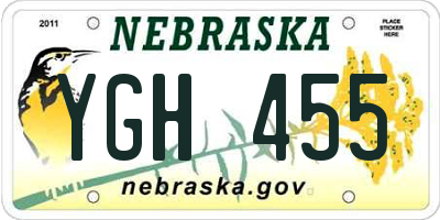 NE license plate YGH455