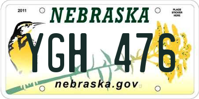 NE license plate YGH476
