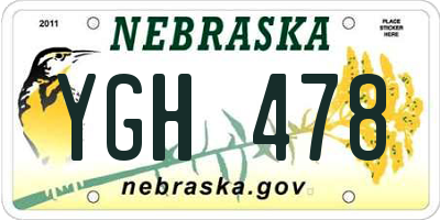 NE license plate YGH478
