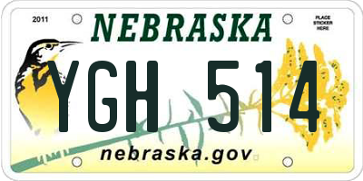 NE license plate YGH514