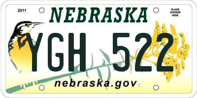 NE license plate YGH522