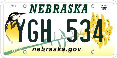 NE license plate YGH534
