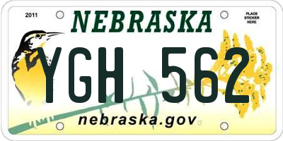 NE license plate YGH562