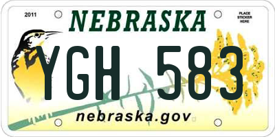 NE license plate YGH583