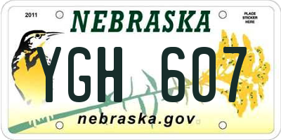 NE license plate YGH607
