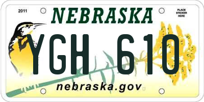 NE license plate YGH610