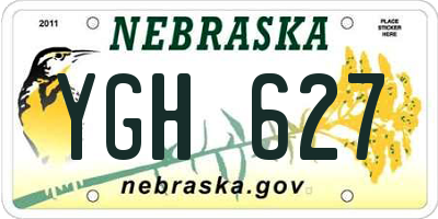 NE license plate YGH627