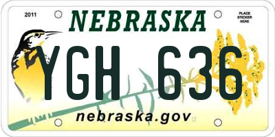 NE license plate YGH636