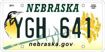 NE license plate YGH641