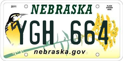 NE license plate YGH664