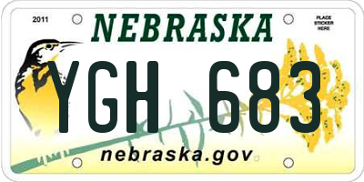 NE license plate YGH683