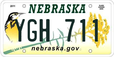 NE license plate YGH711