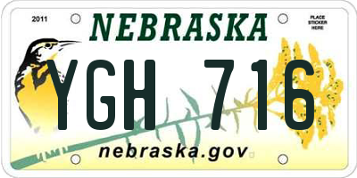 NE license plate YGH716