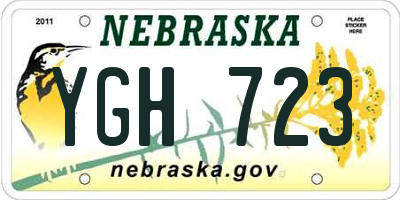 NE license plate YGH723