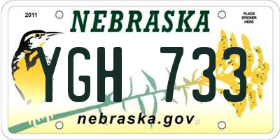 NE license plate YGH733