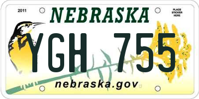 NE license plate YGH755