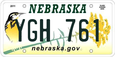 NE license plate YGH761
