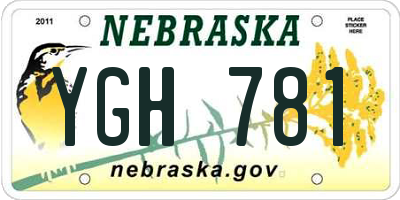 NE license plate YGH781
