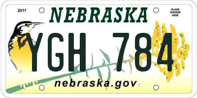 NE license plate YGH784