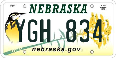 NE license plate YGH834