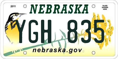 NE license plate YGH835