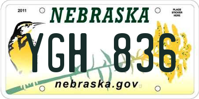 NE license plate YGH836