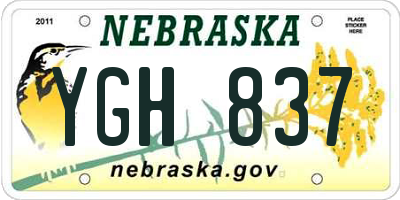 NE license plate YGH837