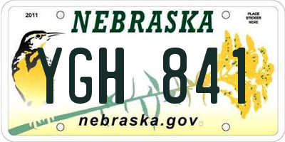 NE license plate YGH841