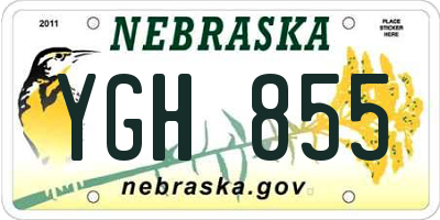 NE license plate YGH855