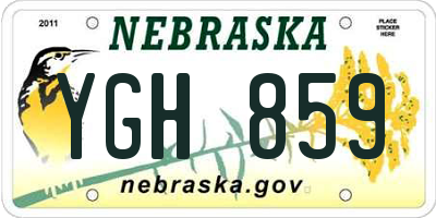 NE license plate YGH859