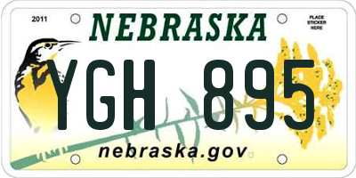 NE license plate YGH895