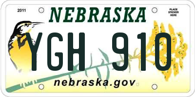 NE license plate YGH910