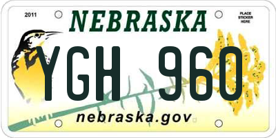 NE license plate YGH960