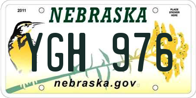 NE license plate YGH976