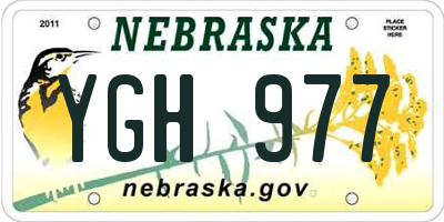 NE license plate YGH977