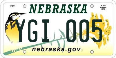 NE license plate YGI005