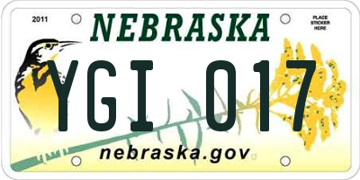 NE license plate YGI017