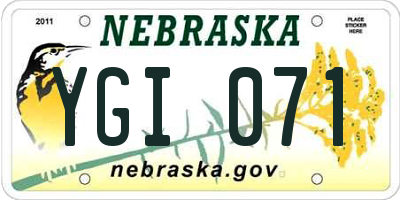 NE license plate YGI071