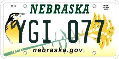 NE license plate YGI077