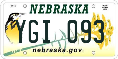 NE license plate YGI093