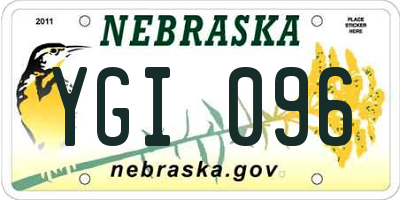 NE license plate YGI096