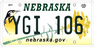 NE license plate YGI106