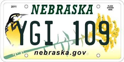 NE license plate YGI109