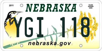 NE license plate YGI118