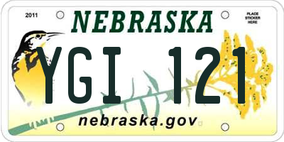 NE license plate YGI121
