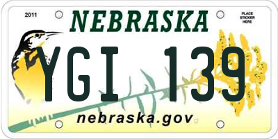 NE license plate YGI139