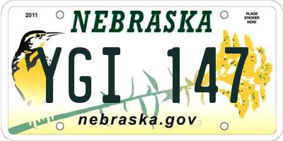 NE license plate YGI147