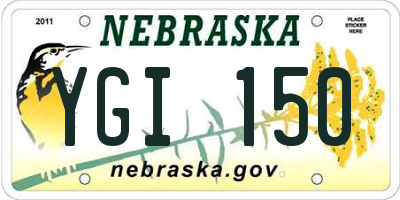 NE license plate YGI150