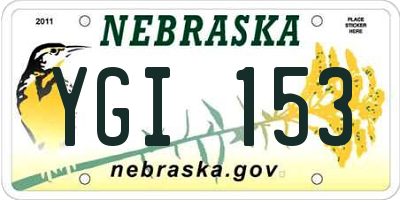 NE license plate YGI153